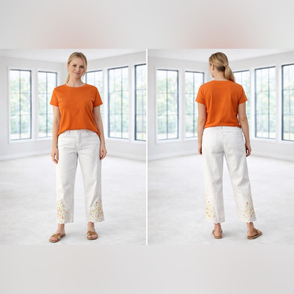 Liz Claiborne Kids White Pants with Colorful Embroidery